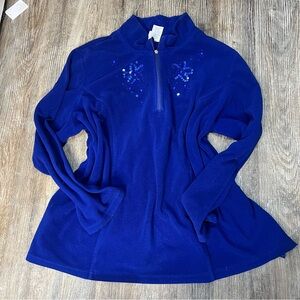 Y2K Royal Blue Sequin Quarter Zip Fleece Top
